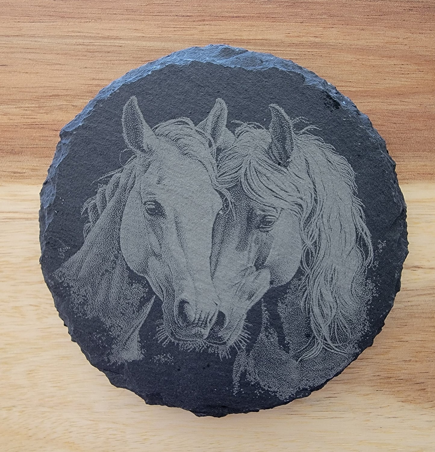 Slate Coaster / Horse Couple