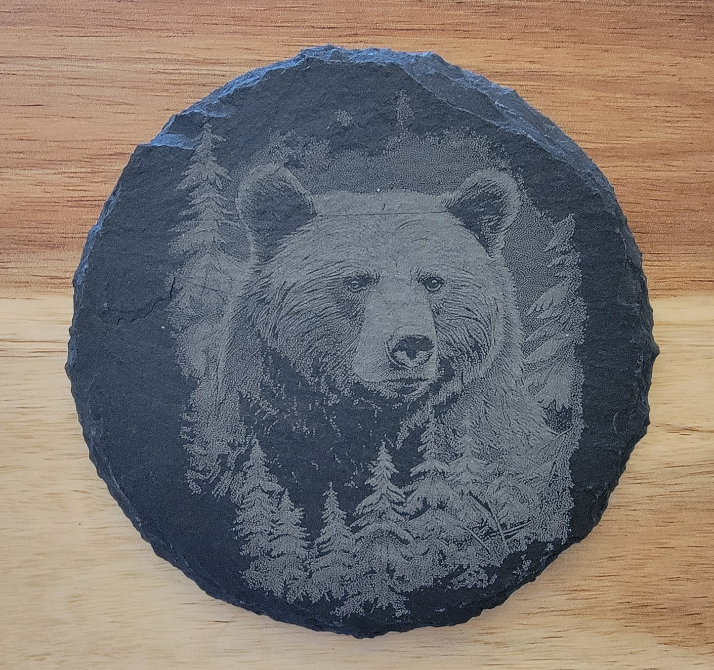 Slate Coaster / Bear w/Trees