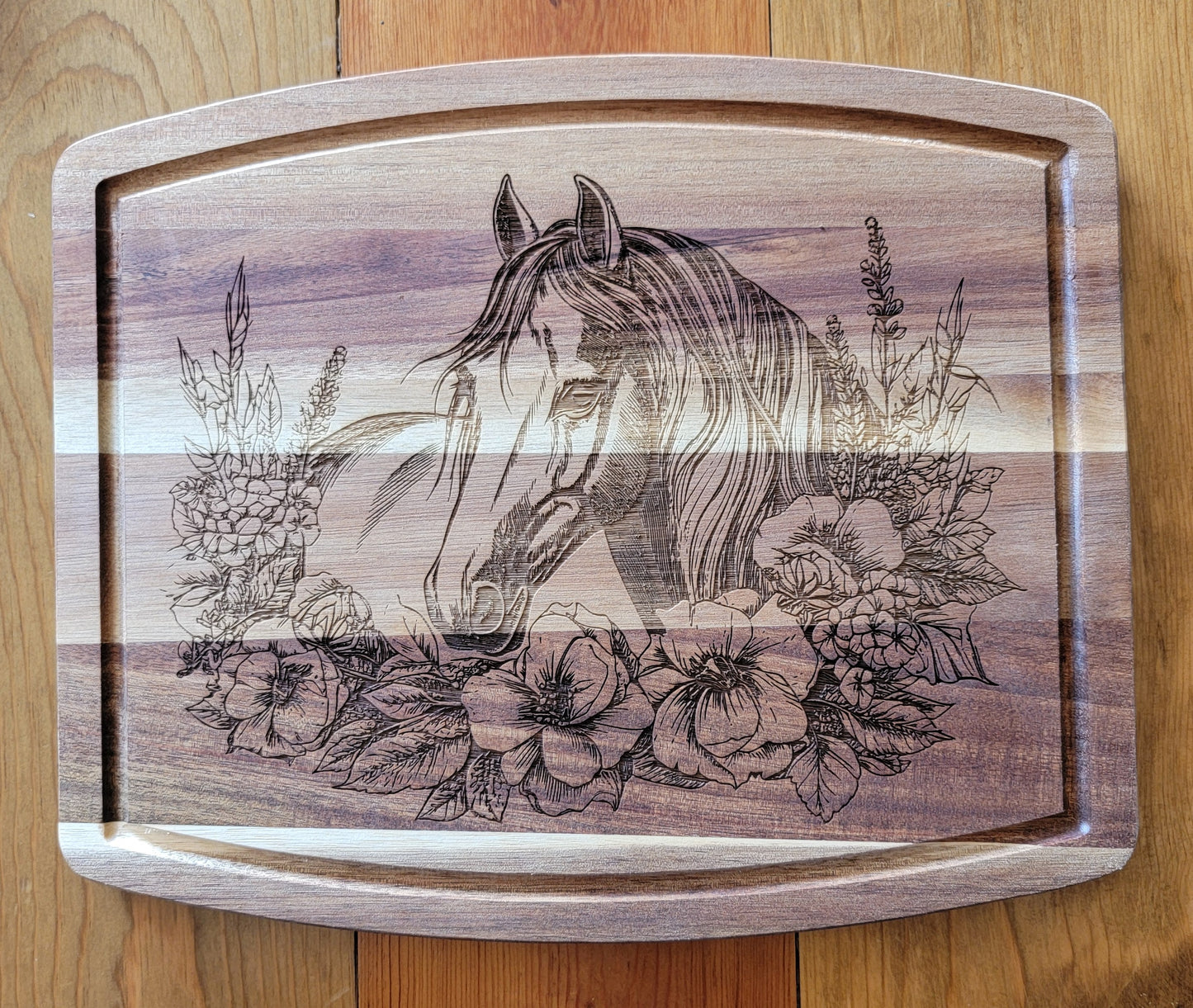 Cutting Board / Floral Horse Image